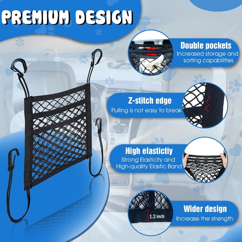 CEMZENFIX Dog Car Net Barrier 3-Layer– Stretchable Dog Car Barrier & Pet Divider Dog Barrier for Car Back Seat with Storage Mesh – Easy Install, Safer Driving with Pets & Kids – Fits Most Cars & SUVs (Style 1) - Image 3